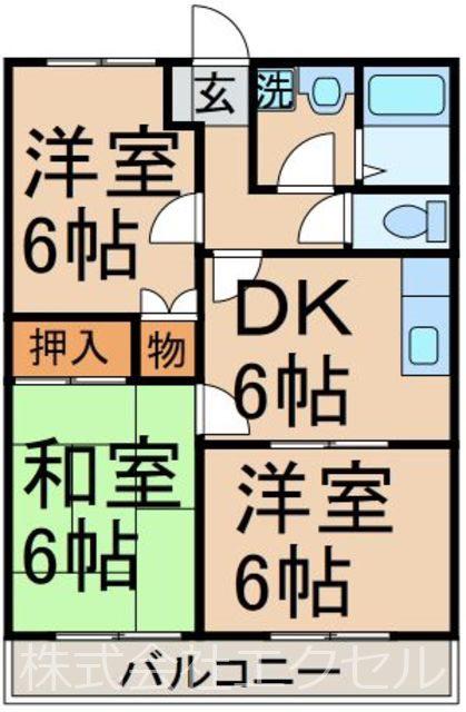 ルミエール瑞穂(3DK/2階)の間取り写真