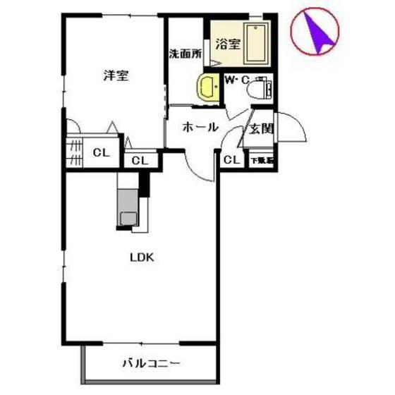 エステルA・B(1LDK/2階)の間取り写真