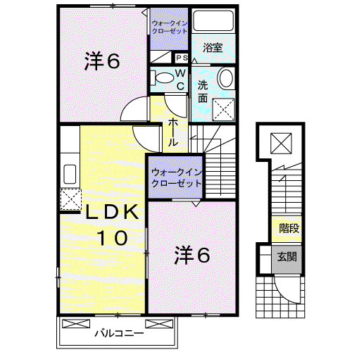 八街市東吉田 2LDK(2LDK/2階)の間取り写真