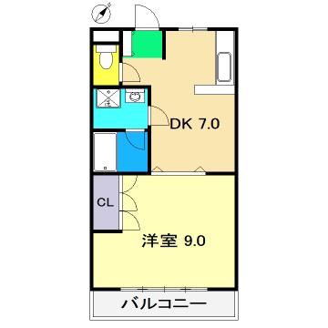 ドリームハウスIII(1DK/3階)の間取り写真