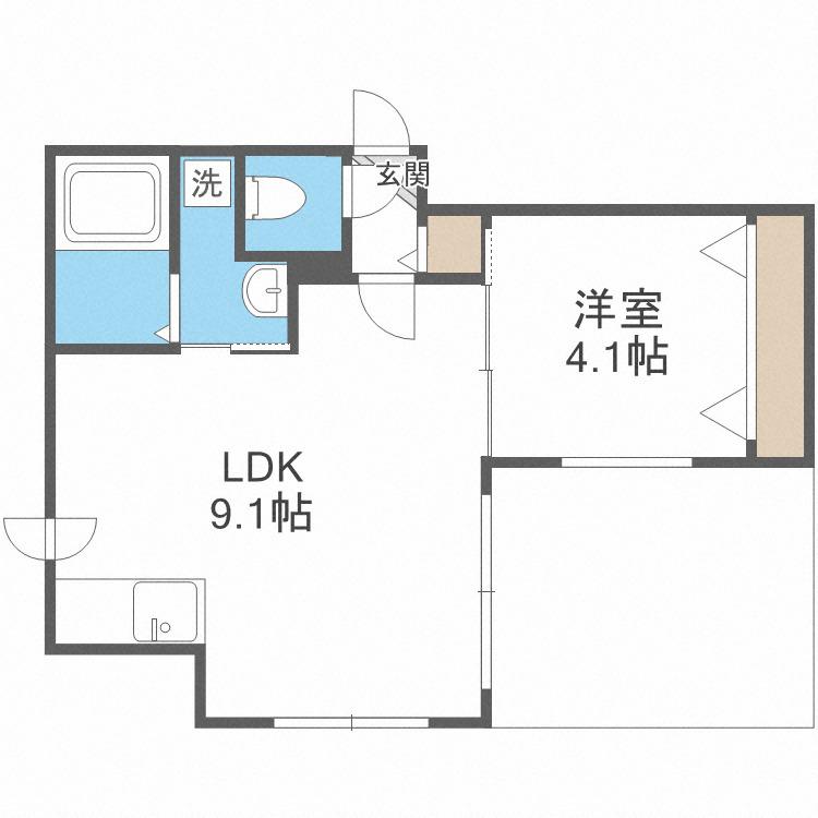 J-ECOA南郷17丁目(1LDK/1階)の間取り写真