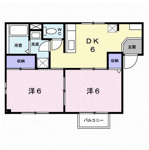 エリアール(2DK/1階)の間取り写真