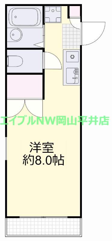 アルフィーネ清水(1K/2階)の間取り写真
