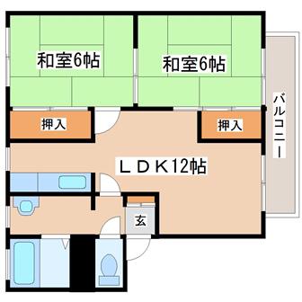 メルヴィル(2LDK/1階)の間取り写真