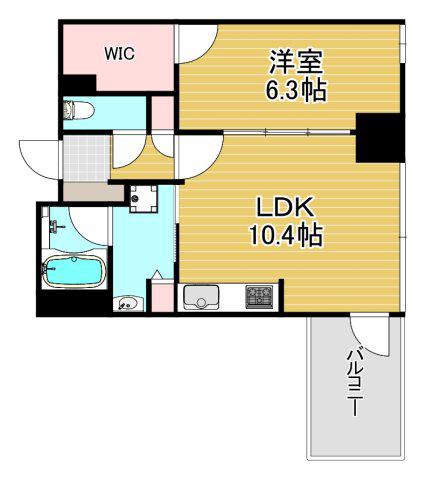 アーデンタワー福島ウエスト(1LDK/6階)の間取り写真