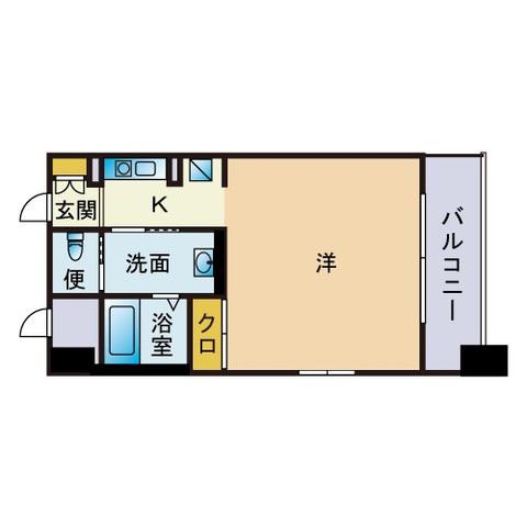 フェルト627(ワンルーム/9階)の間取り写真