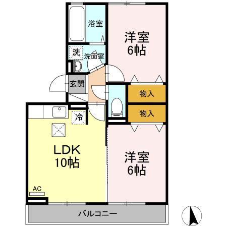 セントレ富沢(2LDK/1階)の間取り写真