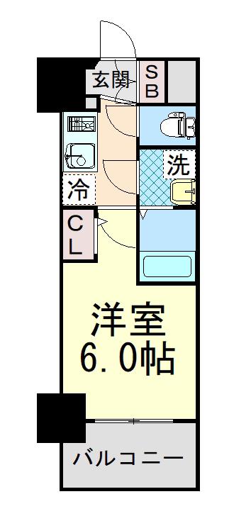 エスリード神戸大倉山ヒルズ(1K/8階)の間取り写真