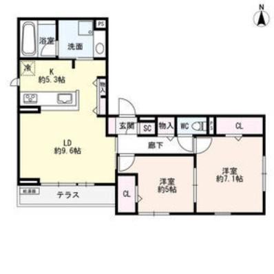 LUVITA新福寺町(2LDK/1階)の間取り写真