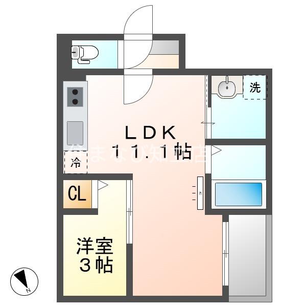 JACK SHIMMEII(1LDK/3階)の間取り写真