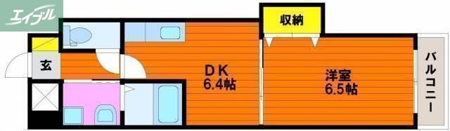 はるなガーデン(1DK/7階)の間取り写真