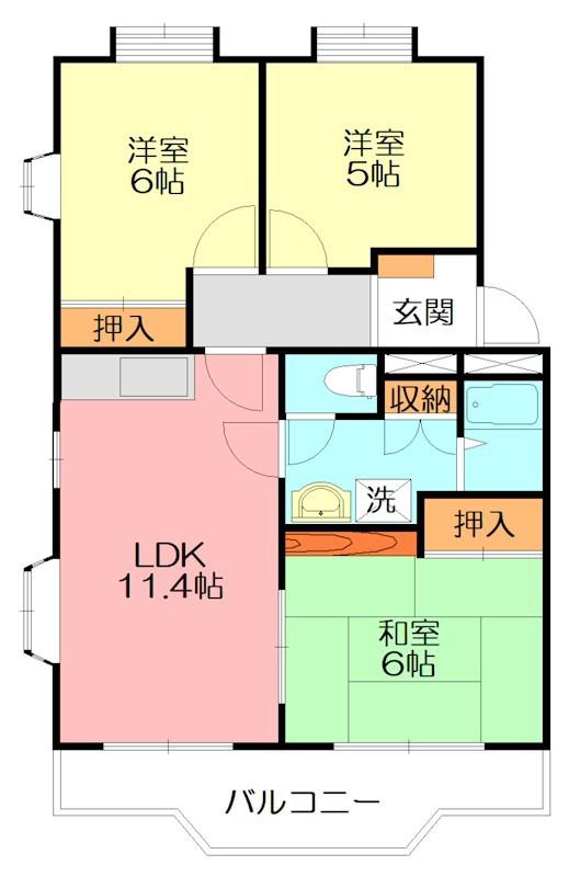 ヴィラハイツ湘南(3LDK/3階)の間取り写真