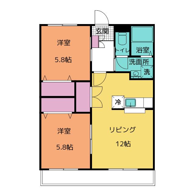 シトリンII(2LDK/3階)の間取り写真