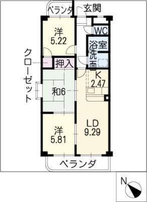 シェリール12(3LDK/1階)の間取り写真