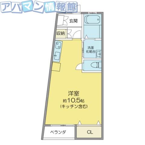 ガーデンヒルズ寺尾台A(ワンルーム/1階)の間取り写真