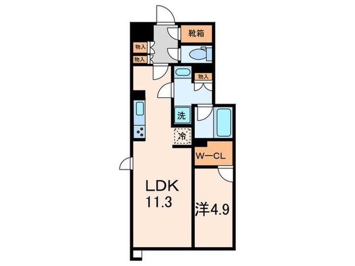 ALTERNA祐天寺(1LDK/2階)の間取り写真