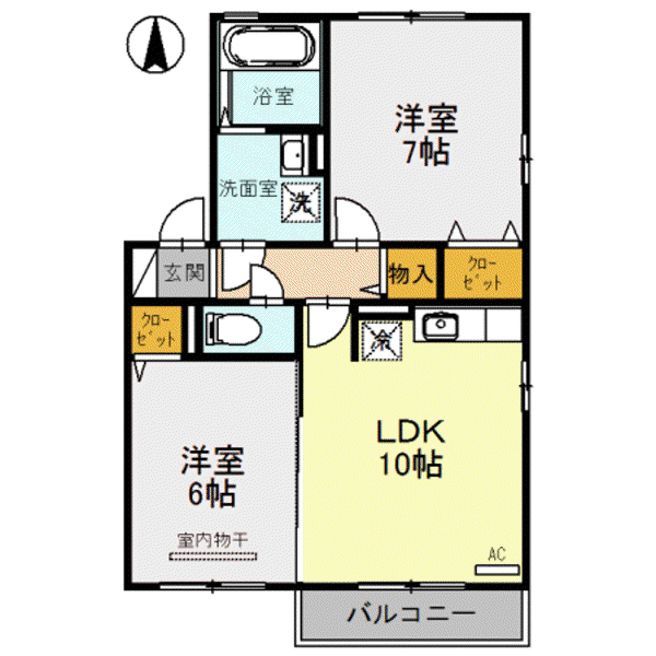 ララ・イースト(2LDK/2階)の間取り写真