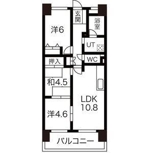 元今泉レジデンス(3LDK/12階)の間取り写真
