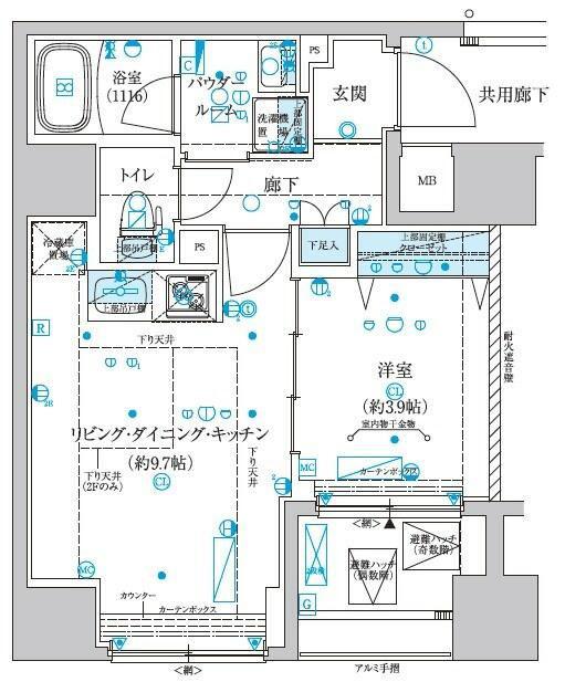 メインステージ横濱真金町(1LDK/10階)の間取り写真