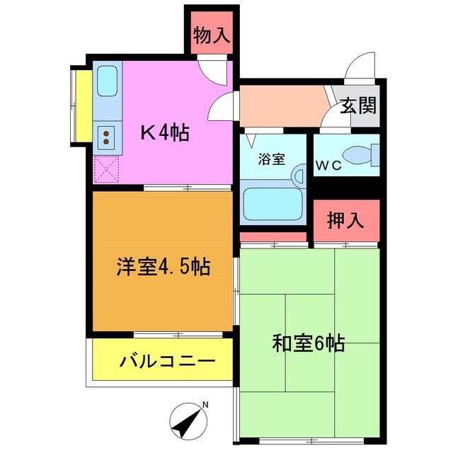 クレール五番館(2K/2階)の間取り写真