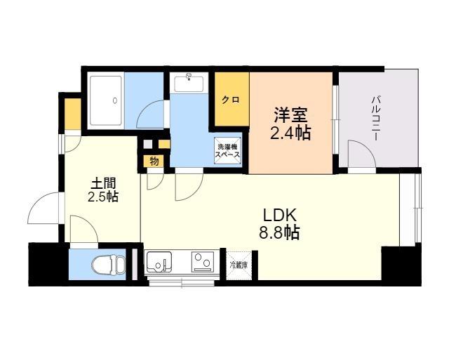 デュオフラッツ西新ウエスト(1LDK/7階)の間取り写真