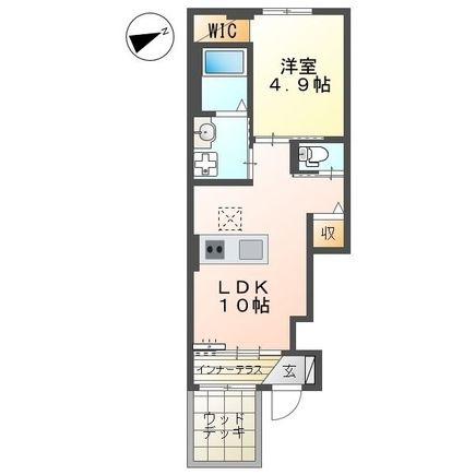 リーオイスラ(1LDK/1階)の間取り写真