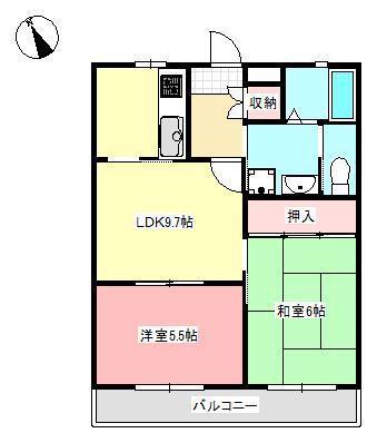 グレースヒルズ(2LDK/1階)の間取り写真