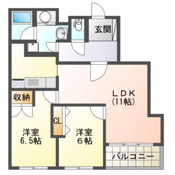 レジデンス此花(2LDK/7階)の間取り写真