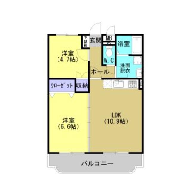 クリザンテーム(2LDK/2階)の間取り写真