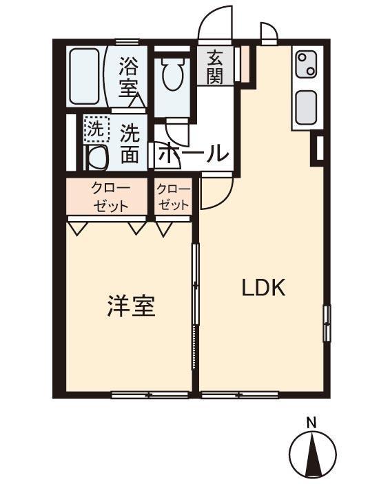 グレイス A棟(1LDK/2階)の間取り写真