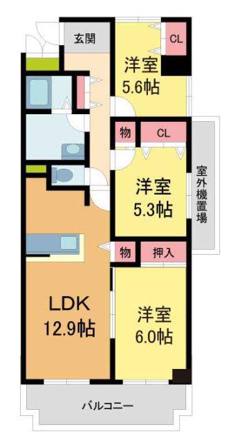 オルテンシアKOBE(3LDK/2階)の間取り写真