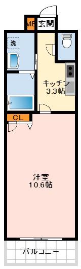 TKアンバーコート野尻(1K/2階)の間取り写真