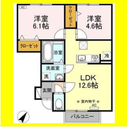 ブルーソフィア(2LDK/1階)の間取り写真