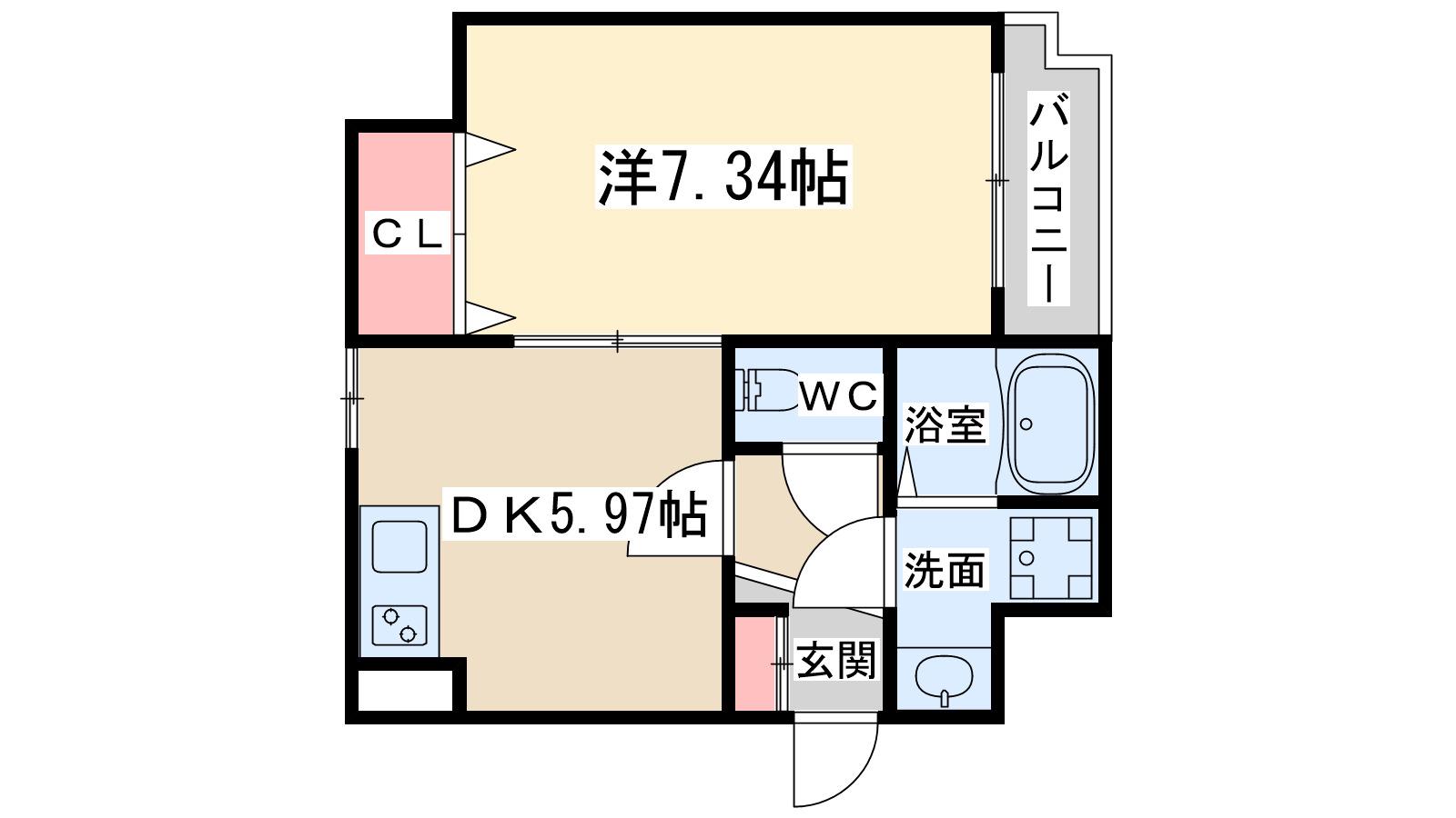アールスクエア東天満(1DK/9階)の間取り写真