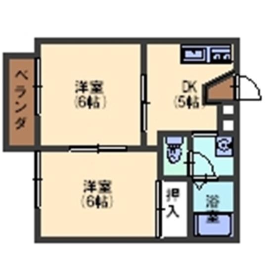 レイクフラッツ(2DK/1階)の間取り写真