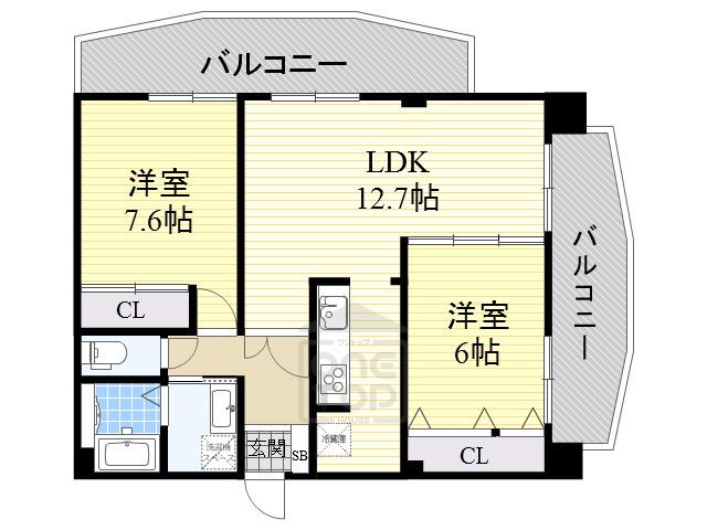 アロンジェヴィラージュ(2LDK/5階)の間取り写真