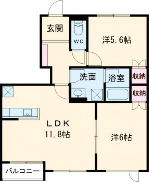 コンフォート日吉(2LDK/1階)の間取り写真