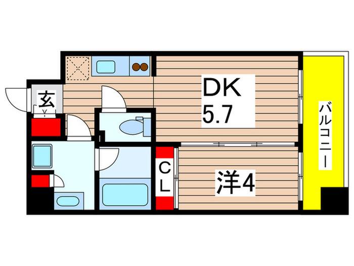 カスタリア森下(1DK/3階)の間取り写真
