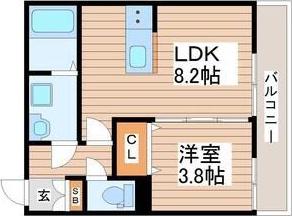 アンビシオン泉中央(1LDK/2階)の間取り写真