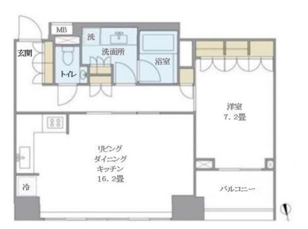 ラサンテ麻布十番(1LDK/14階)の間取り写真