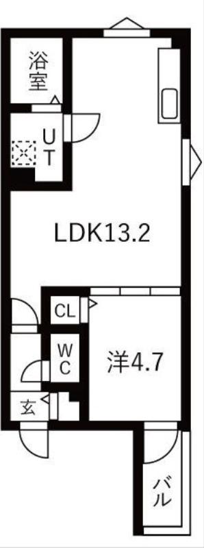 MS藤江(1LDK/2階)の間取り写真