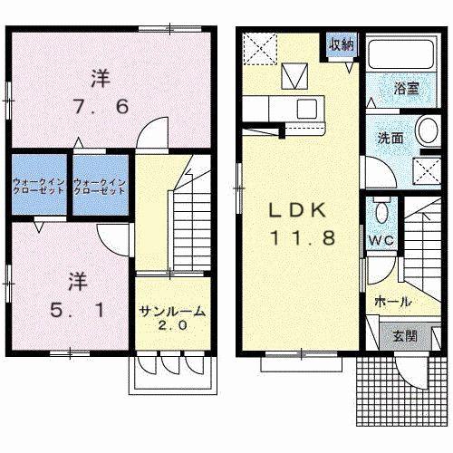 メゾンヨシマツV(2LDK/1階)の間取り写真