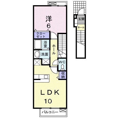 メゾンボヌール(1LDK/2階)の間取り写真