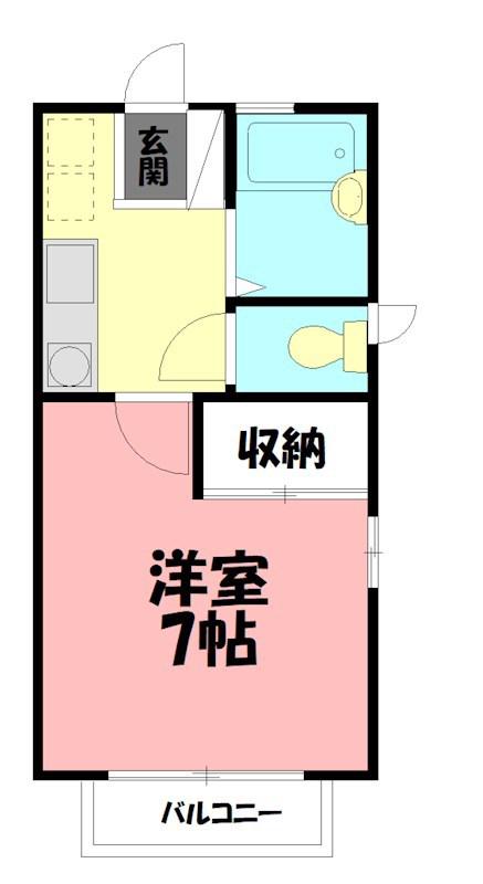 ブルースカイ湘南(1K/1階)の間取り写真