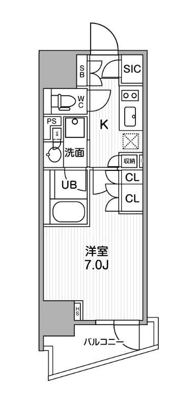 シーズンフラッツ大井町(1K/6階)の間取り写真