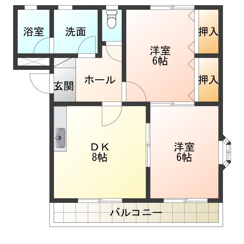 オリオンパーク(2DK/3階)の間取り写真