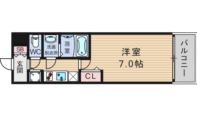 レジュールアッシュウエストレジス(1K/7階)の間取り写真