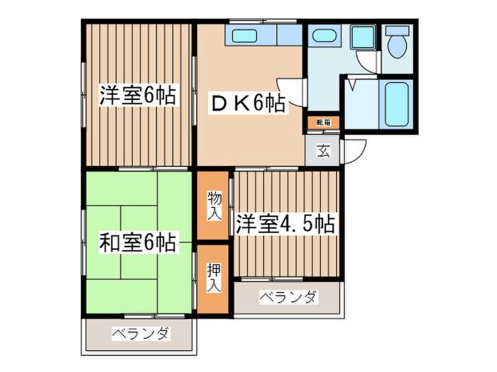 第3桜井レジデンス(3DK/2階)の間取り写真