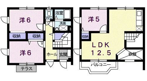 クレストール八上(3LDK/1階)の間取り写真