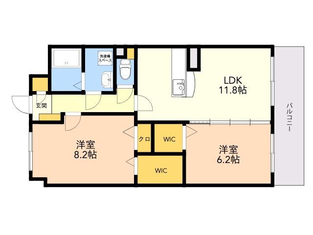 アンソレイユ(2LDK/3階)の間取り写真